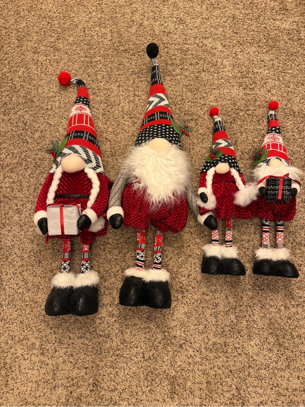 Festive Red Nordic Gnome Holiday Figurines